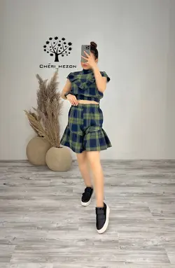 شومیز و شلوارک چهارخانه - کد 20101