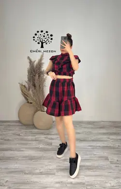 شومیز و شلوارک چهارخانه - کد 20101