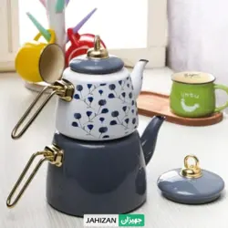 کتری قوری لعابی رنگی گلدار