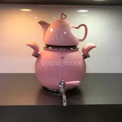 کتری قوری شیردار استیل رنگی دسته قلبی کد3022