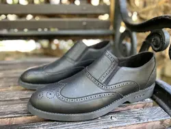 کفش سایز بزرگ مردانه کلاسیک تمام چرم هشت ترک بدون بند – کد 109