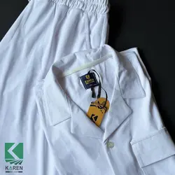 ست پیراهن یقه انگلیسی و شلوارک سایز بزرگ پارچه حصیری- کد 268