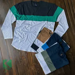 تیشرت سایز بزرگ پنبه براش آستین بلند،سه تیکه – کد 688