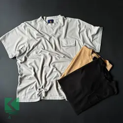 تیشرت سایز بزرگ پارچه بیسکویتی جیب دار - کد 685