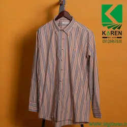 پیراهن سایز بزرگ برند burberry راه راه آستین بلند