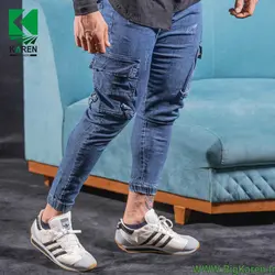 شلوار سایز بزرگ جین شیش جیب زاپ دار - کد ۱۰۷