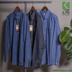 پیراهن سایز بزرگ مردانه آستین بلند جین تک جیب