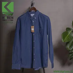 پیراهن سایز بزرگ مردانه آستین بلند جین تک جیب