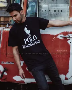 تیشرت سایز بزرگ مردانه Polo مشکی تک - کد 139