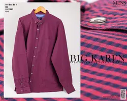 پیراهن سایز بزرگ مردانه جنس پنبه نخ چهارخونه قرمز - کد ۱۱۱