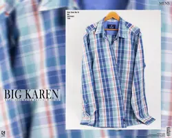 پیراهن سایز بزرگ مردانه جنس پنبه نخ چهارخونه درشت - کد 121