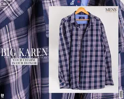 پیراهن سایز بزرگ مردانه چهارخونه درشت سرمه ای - کد 124