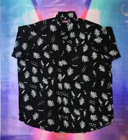 پیراهن هاوایی سایز بزرگ مردانه طرح پر - کد ۱۲۶