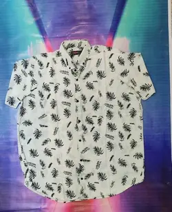 پیراهن هاوایی سایز بزرگ مردانه طرح پر - کد ۱۲۶