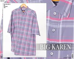 پیراهن سایز بزرگ آستین کوتاه چهارخونه - کد ۱۳۳