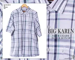 پیراهن سایز بزرگ آستین کوتاه چهارخونه - کد 141