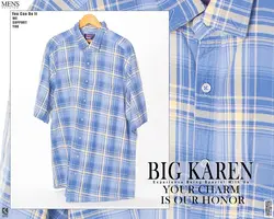 پیراهن سایز بزرگ آستین کوتاه چهارخونه - کد 152