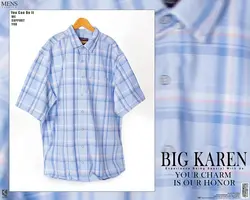 پیراهن سایز بزرگ آستین کوتاه چهارخونه - کد 152