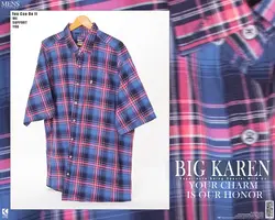 پیراهن سایز بزرگ آستین کوتاه چهارخونه - کد 152