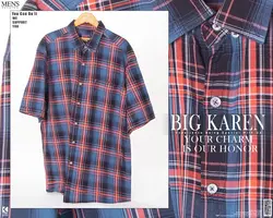 پیراهن سایز بزرگ آستین کوتاه چهارخونه - کد 152