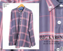 پیراهن سایز بزرگ مردانه نخی چهار خونه - کد 172