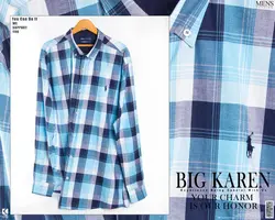 پیراهن سایز بزرگ مردانه نخی چهار خونه - کد 173