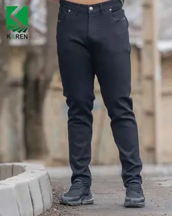 شلوار جین سایز بزرگ پارچه ترک مشکی - کد ۱۶۱