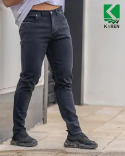 شلوار جین سایز بزرگ پارچه ترک مشکی - کد 160