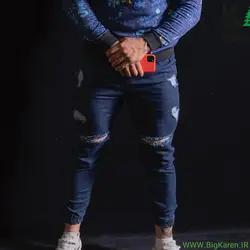 شلوار سایز بزرگ جین زاپ دار دمپا کش