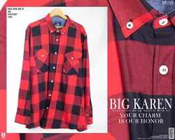 پیراهن سایز بزرگ مردانه نخی چهار خونه دو جیب - کد 175