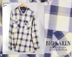 پیراهن سایز بزرگ مردانه نخی چهار خونه دو جیب - کد 175