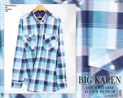 پیراهن سایز بزرگ مردانه نخی چهار خونه دو جیب - کد 175