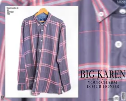 پیراهن سایز بزرگ مردانه نخی چهار خونه - کد 172