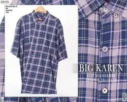 پیراهن سایز بزرگ آستین کوتاه چهارخونه - کد 148