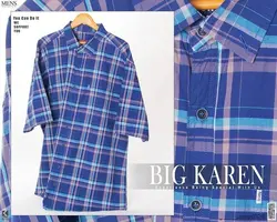 پیراهن سایز بزرگ آستین کوتاه چهارخونه - کد 137