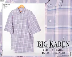 پیراهن سایز بزرگ آستین کوتاه چهارخونه - کد 135