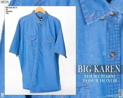 پیراهن جین سایز بزرگ آستین کوتاه - کد 130