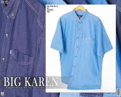 پیراهن جین سایز بزرگ آستین کوتاه - کد 130