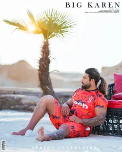 تاپ و شلوارک سایز بزرگ مردانه طرح دار قرمز - کد ۱۱۳