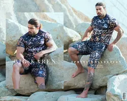 تاپ و شلوارک سایز بزرگ مردانه طرح دار مشکی - کد ۱۱۲