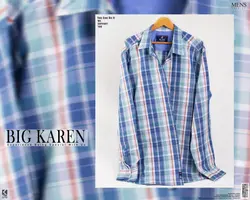 پیراهن سایز بزرگ مردانه جنس پنبه نخ چهارخونه درشت - کد 121