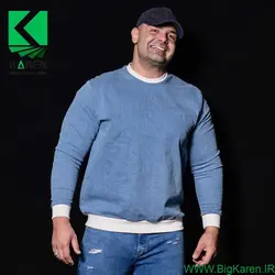 بلوز سایز بزرگ مردانه جین یقه گرد - کد ۱۰۷