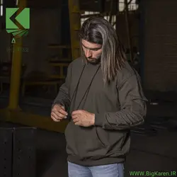 هودی دورس سایز بزرگ جلو طرح دار شمعی آستین جیب دار