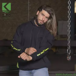 هودی دورس سایز بزرگ جلو طرح دار شمعی آستین جیب دار