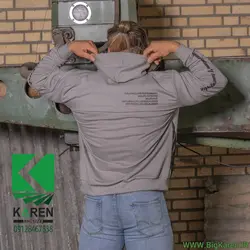 هودی دورس سایز بزرگ جلو طرح دار شمعی آستین جیب دار