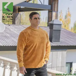 بلوز سایز بزرگ مردانه مخمل کبریتی ساده