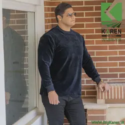 بلوز سایز بزرگ مردانه مخمل کبریتی ساده