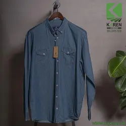 پیراهن سایز بزرگ مردانه آستین بلند جین دو جیب