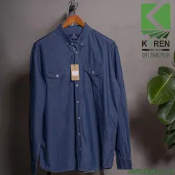 پیراهن سایز بزرگ مردانه آستین بلند جین دو جیب