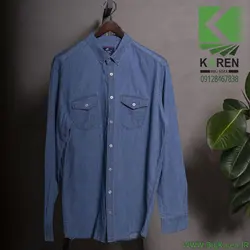 پیراهن سایز بزرگ مردانه آستین بلند جین دو جیب